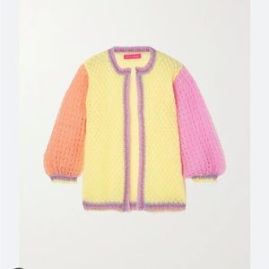 ROSE CARMINE Metallic crocheted mohair-blend cardigan